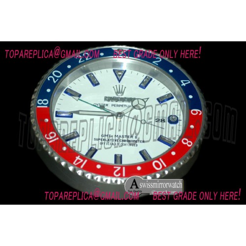 Rolex Dealer Clock GMT Style White Blue/Red Swiss Quartz