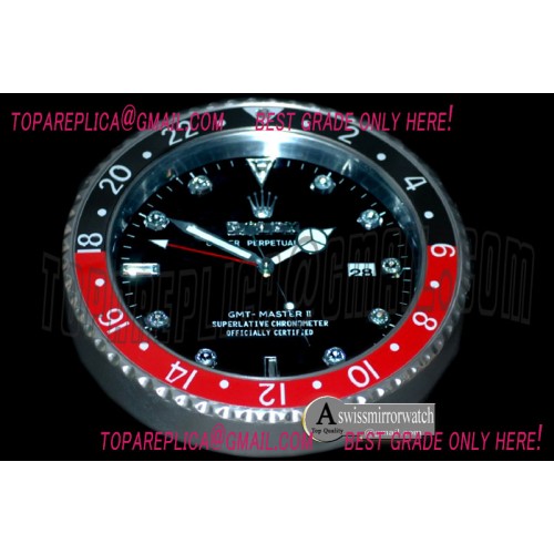Rolex Dealer Clock GMT Style Black Black/Red Swiss Quartz