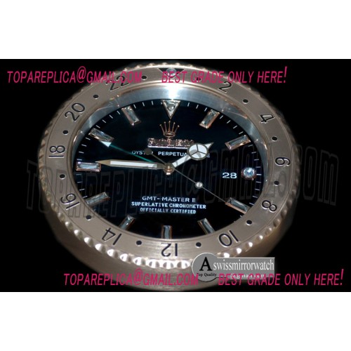 Rolex Dealer Clock GMT Style Black Gold Swiss Quartz