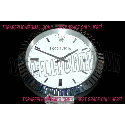 Rolex Dealer Clock SuperOcean Style SS/Wht Swiss Quartz