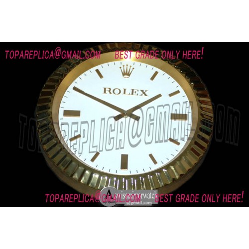 Rolex Dealer Clock SuperOcean Style YG/Wht Swiss Quartz