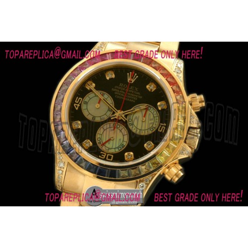 Rolex YG/YG/Colour Diam Bez Black Diam A-7750 Secs@6.00