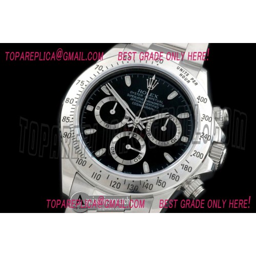 Rolex Daytona 116520 SS/SS Black Stick A-7750 Sec@6 28800bph