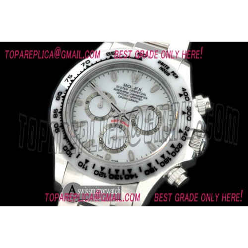 Rolex Daytona 116520 Ceramic Bezel and Superlume Dial SS/CER/SS White A-7750 Sec@6