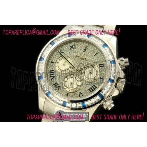 Rolex SS/SS/SQ-Diam Bez Full Diam Roman A-7750 Secs@6.00
