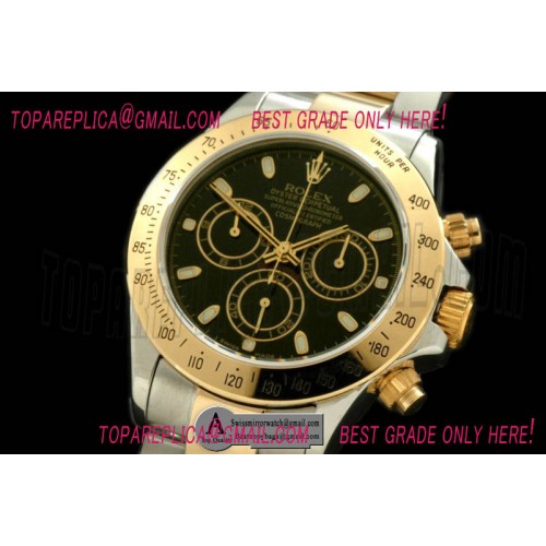 Rolex Daytona 116523 YG/SS Black Stick A-7750 Sec@6 28800vph