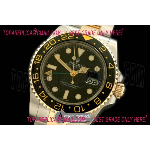 Rolex SS/YG 2008 GMT TT Black Swiss 2836