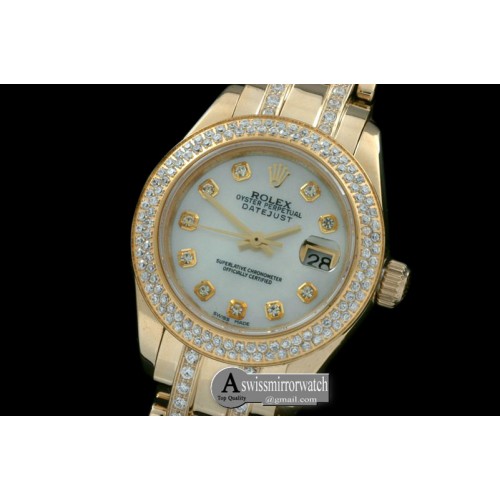 Rolex 2-Diamond Bezel RG MOP Wht/Diam S-2671