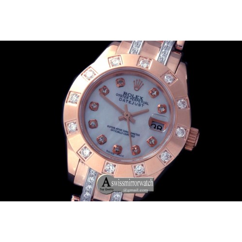 Rolex 12-Diamond Bezel RG MOP Wht/Diam S-2671