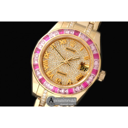 Rolex Diam/Ruby Bez YG Diamond/Roman Asian Eta 2824