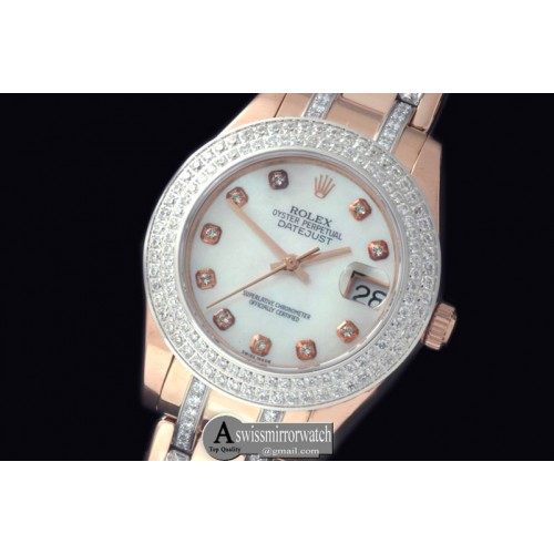 Rolex 2-Diam Bez RG MOP Wht/Diam Asian Eta 2824