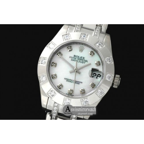 Rolex 12-Diam Bez SS MOP Wht/Diam Asian 2813