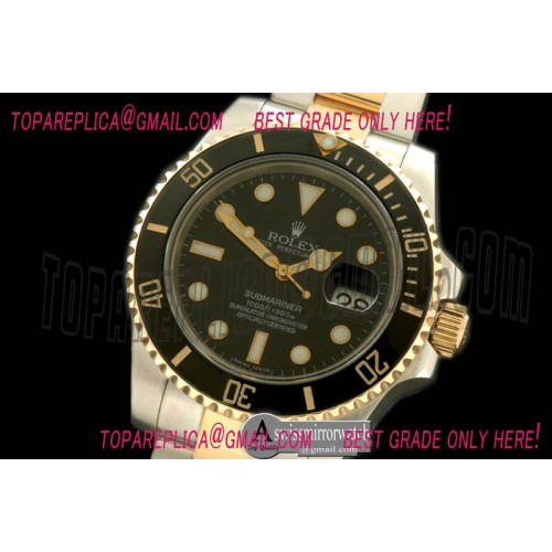 Rolex The 116613 TwoTone Submariner Black TT 14K Wrapped Gold
