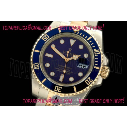 Rolex The 116613 TwoTone Submariner Blue TT 14K Wrapped Gold