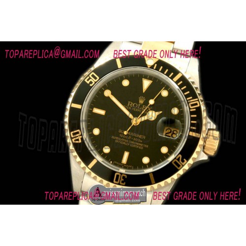 Rolex Submariner 16613 Black SS/FG TT Sub Asian 2824/3135