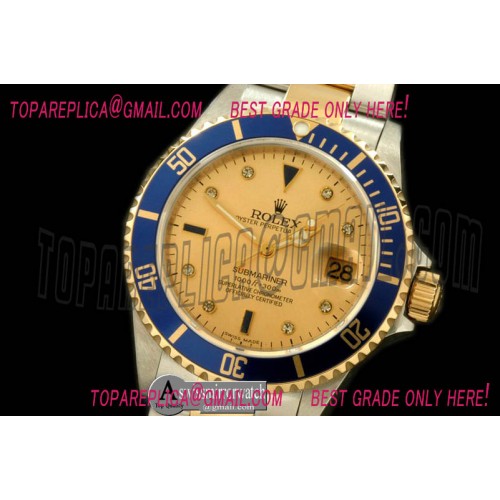 Rolex Submariner 16613 Serti Gold SS/FG TT Sub Swiss 2824/3135