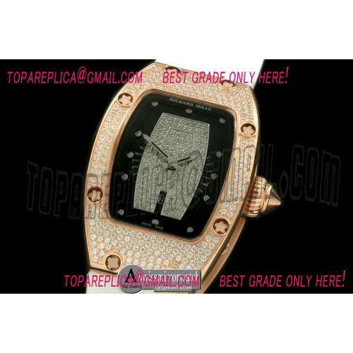 Richard Mille RM 007 Lady RG Diamonds Dial on White Rubber Strap 6T51