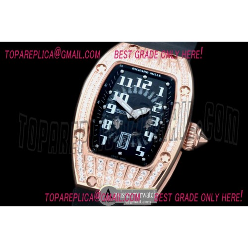 Richard Mille RM 007 Bling Bling RG/RU/Diam Black/Black Asian 21J Decorated