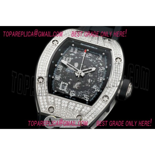 Richard Mille RM010 BLING BLING SS/RU Diam/Black Asian 21J Decorated Richard Mille RM010 BLING BLING SS/RU Diam/Black Asian 21J Decorated