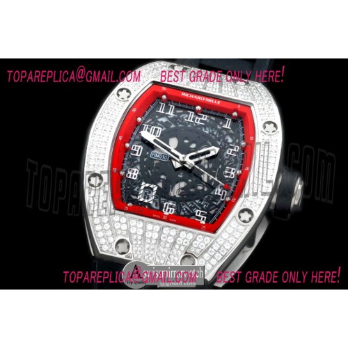 Richard Mille RM010 BLING BLING SS/RU Diam/Red Asian 21J Decorated Richard Mille RM010 BLING BLING SS/RU Diam/Red Asian 21J Decorated