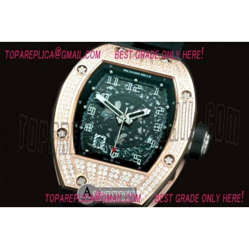 Richard Mille RM 010 Bling Bling Limtied Edtion RG/RU Diam/Black Asian 21J Decorated