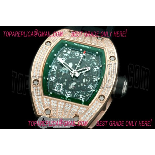 Richard Mille RM 010 Bling Bling Limtied Edtion RG/RU Diam/Green Asian 21J Decorated