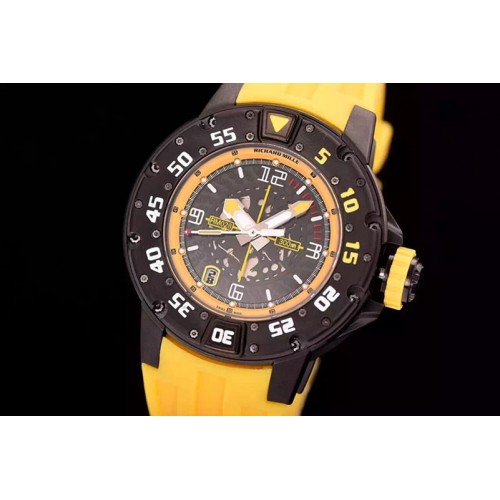 Richard Mille RM028 47mm RMF PVD Yellow Skeleton Dial on Yellow Rubber Strap A7750