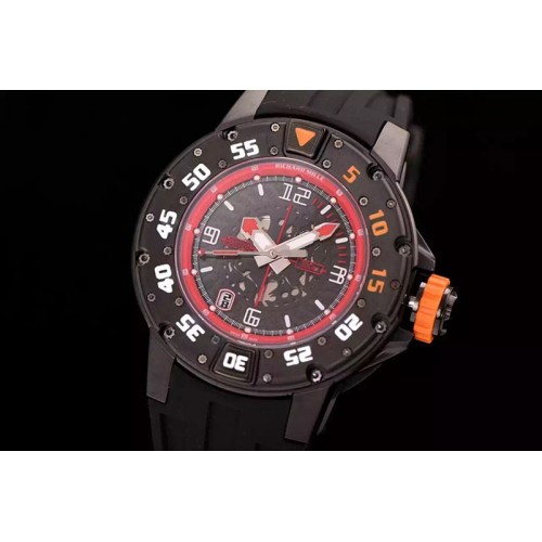 Richard Mille RM028 47mm RMF PVD Orange Skeleton Dial on Black Rubber Strap A7750 Richard Mille RM028 47mm RMF PVD Orange Skeleton Dial on Black Rubber Strap A7750
