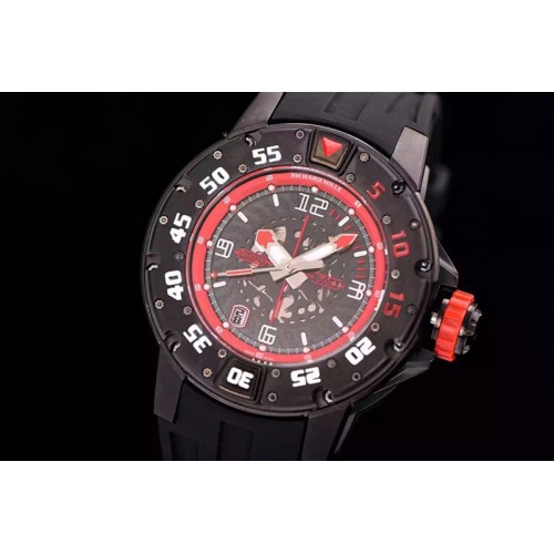 Richard Mille RM028 47mm RMF PVD Red Skeleton Dial on Black Rubber Strap A7750 Richard Mille RM028 47mm RMF PVD Red Skeleton Dial on Black Rubber Strap A7750