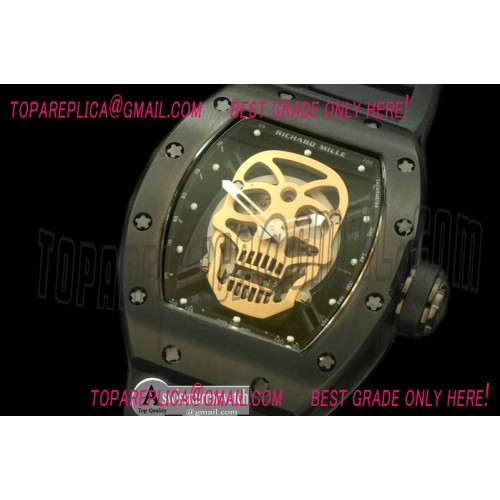 Richard Mille  052 Skull Tourbillon PVD/RU Black Asian 21J Decorated