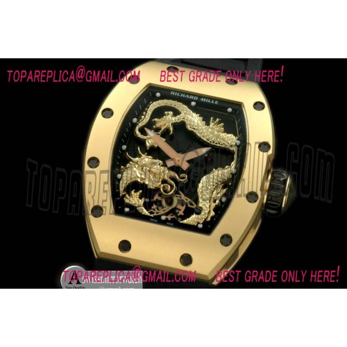 Richard Mille Jackie Chan Dragon Tourbillon YG/RU Black Asian 21J Decorated