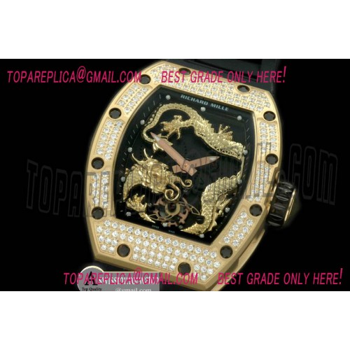 Richard Mille Jackie Chan Dragon Tourbillon YG/RU Black Asian 21J Decorated
