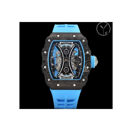 Richard Mille RM053-01 Real Forge Carbon YSF Best Edition Skeleton Dial on Blue Rubber Strap Asian Tourbillon