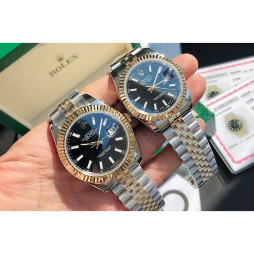 Rolex DateJust 36/41mm 126333 1:1 Best Edition SS/YG Gold Wrapped Black Dial on Jubliee Strap