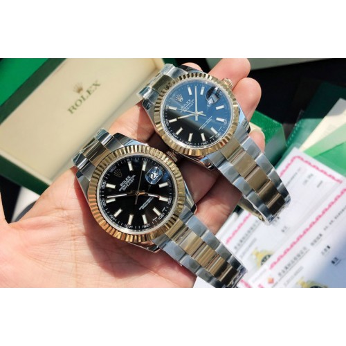 Rolex DateJust 36/41mm 126333 1:1 Best Edition SS/YG Gold Wrapped Black Dial on Oyster Strap