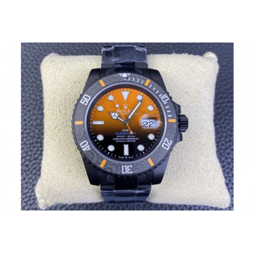 Rolex Submariner DIW DLC Sandblasted VSF 1:1 Best Edition Black/Orange Dial on DLC Bracelet VS3135
