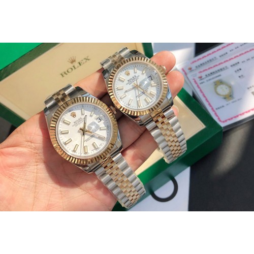 Rolex DateJust 36/41mm 126333 1:1 Best Edition SS/YG Gold Wrapped White Dial on Jubliee Strap