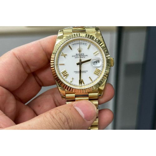 Rolex Day Date 40mm 228238 Gain Weight YG/tungsten GMF 1:1 Best Edition White Dial Roman Markers on YG President Bracelet A2836 Rolex Day Date 40mm 228238 Gain Weight YG/tungsten GMF 1:1 Best Edition White Dial Roman Markers on YG President Bracelet A2836
