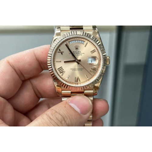 Rolex Day Date 40mm 228238 Gain Weight RG/tungsten GMF 1:1 Best Edition Gold Dial Roman Markers on RG President Bracelet A2836