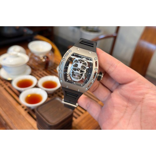 Richard Mille RM052 Titanium Real Tourbillon EURF Best Edition Skeleton Skull Dial on Black Rubber Strap Richard Mille RM052 Titanium Real Tourbillon EURF Best Edition Skeleton Skull Dial on Black Rubber Strap