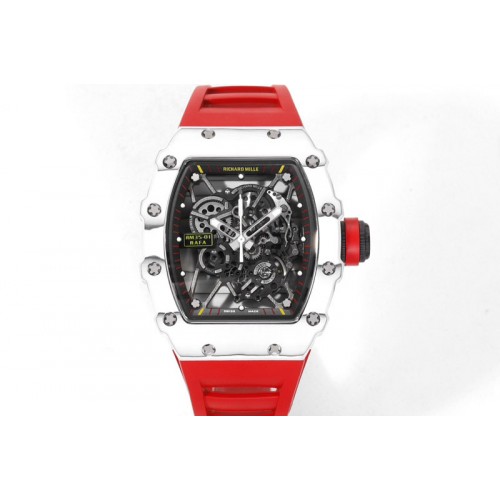Richard Mille RM035-01 White Carbon RMX Best Edition Skeleton Dial on Red Rubber Band Clone RMUL2