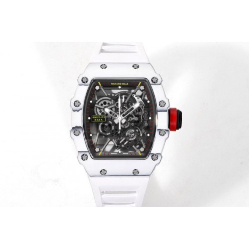 Richard Mille RM035-01 White Carbon RMX Best Edition Skeleton Dial on White Rubber Band Clone RMUL2