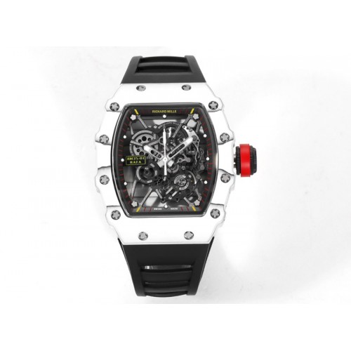 Richard Mille RM035-01 White Carbon RMX Best Edition Skeleton Dial on Black Rubber Band Clone RMUL2