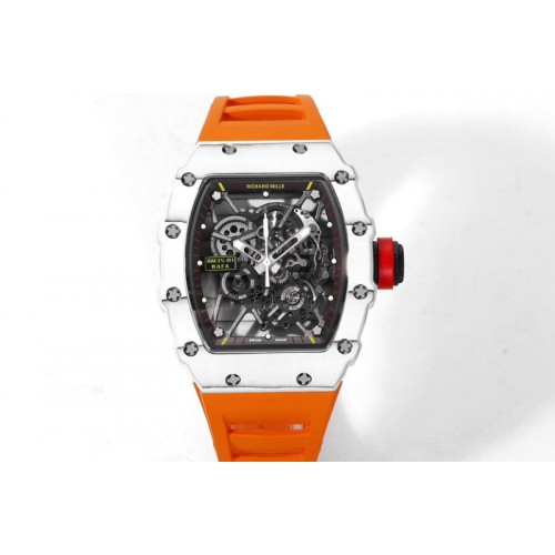 Richard Mille RM035-01 White Carbon RMX Best Edition Skeleton Dial on Orange Rubber Band Clone RMUL2