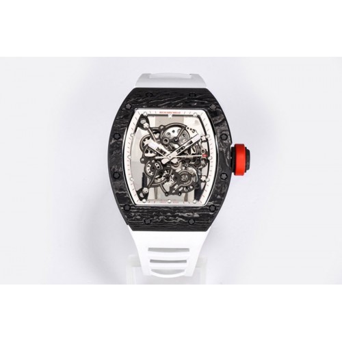 Richard Mille RM055 NTPT BBR Best Edition Skeleton White Dial on White Rubber Strap Clone RMUL2
