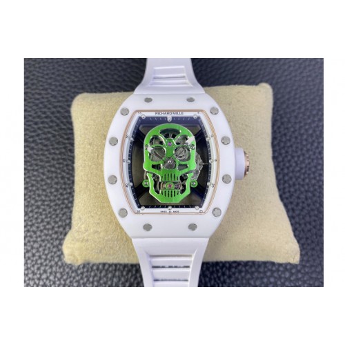 Richard Mille RM052 Skull White Ceramic/RG Real Tourbillon YSF Best Edition RG Skull Dial on White Rubber Strap Richard Mille RM052 Skull White Ceramic/RG Real Tourbillon YSF Best Edition RG Skull Dial on White Rubber Strap