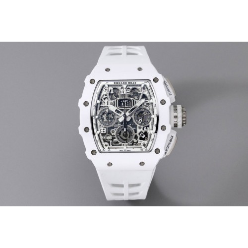 Richard Mille RM011 Titanium Case White Ceramic Bezel Chronograph KUF Best Edition Skeleton Dial on White Rubber Strap A7750 Richard Mille RM011 Titanium Case White Ceramic Bezel Chronograph KUF Best Edition Skeleton Dial on White Rubber Strap A7750