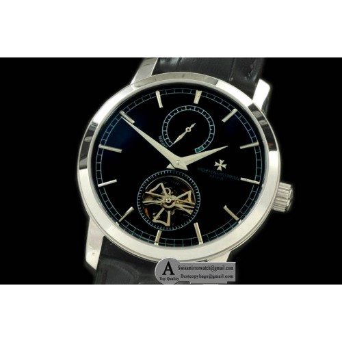 Vacheron Constantin Malte Tourbillon SS/Leather Black Asian Auto 2813 Replica Watches