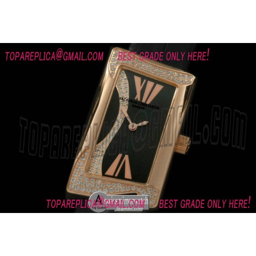 Vacheron Constantin 1972 Ladies RG/Diam/LE Black Swiss Qtz