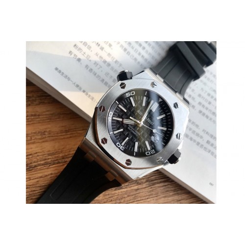 Audemars Piguet Royal Oak Offshore Diver 15703 Best Edition Black Dial on Black Rubber Strap Swiss Eta 2836